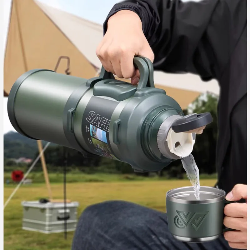 1 PC Stainless Steel Thermos Bottle with Handle Outdoor Portable Large Capacity Thermal Water Bottle Keep Hot and Cold for 72H