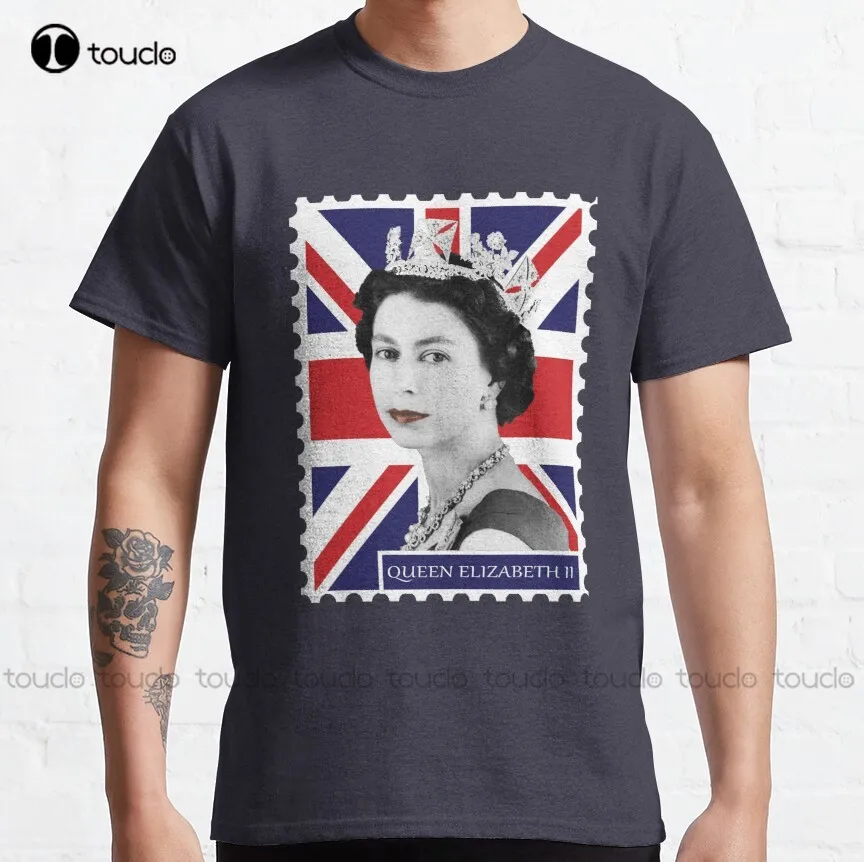 Queen Elizabeth Ii Stamp; Union Jack Classic T-Shirt Magliette Da Uomo Outdoor Simple Vintag Magliette Casual Regalo Personalizzato Xs-5Xl Nuovo