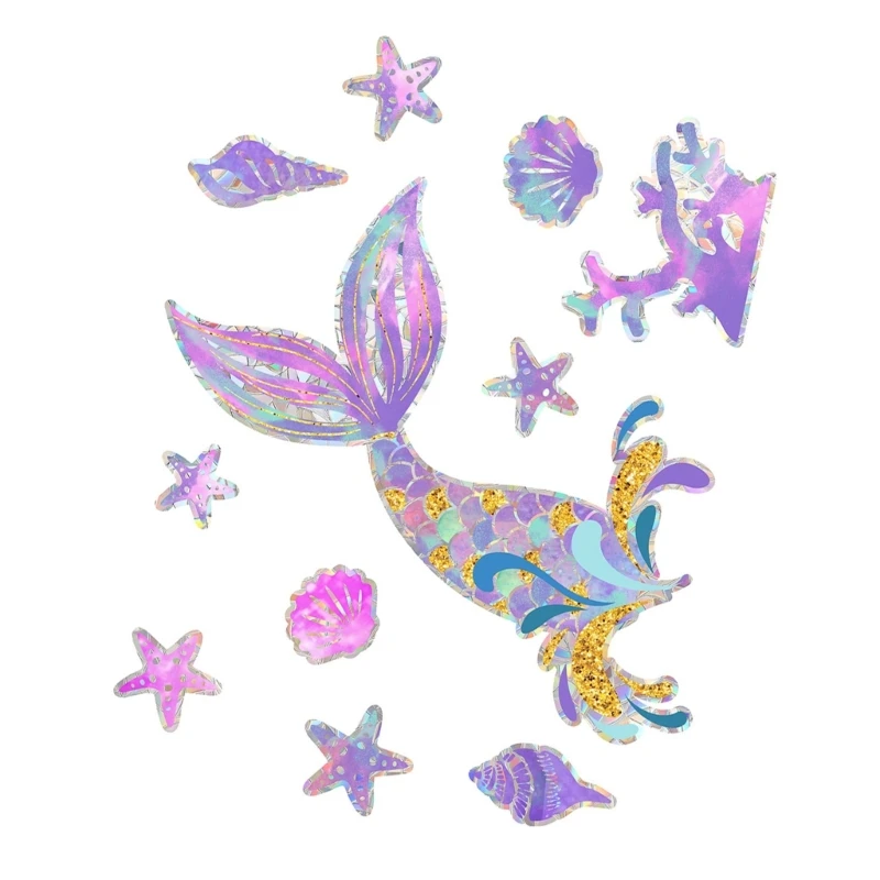 Set Adesivi Per Finestre In Vetro Con Conchiglia Mare, Bellissime Creature Marine, Per Uso Versatile