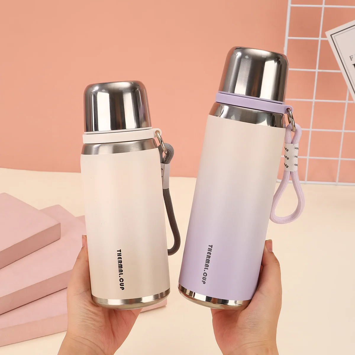 Stainless Steel Insulated Water Bottle Gradient Color Outdoor Leak Proof