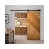 Modern home interior solid wood large striped design bedroom sliding barn doors 1