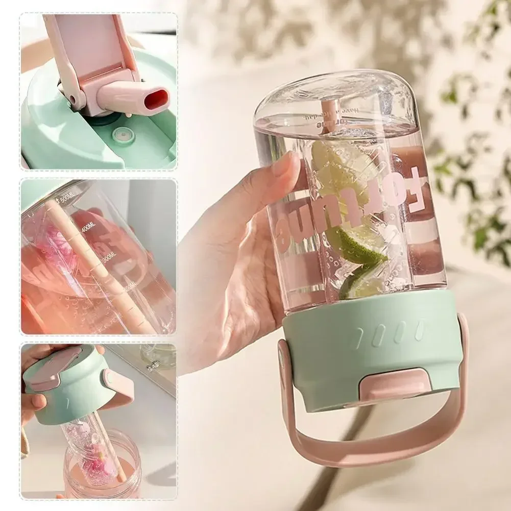 JiRo Creative Water Cup Portable Travel Water Bottle Sports 800ml 600ml Cup Cup Fat Big Universal Value High Fitness L6Y7