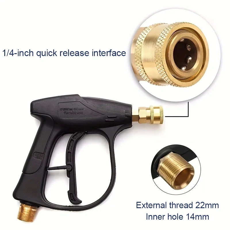 4000PSI High Pressure Water Gun for Car Wash, 5 Color Nozzle Tips, 1/4 Quick Connect, M22-14 Thread, 3/8 Quick Connector 3