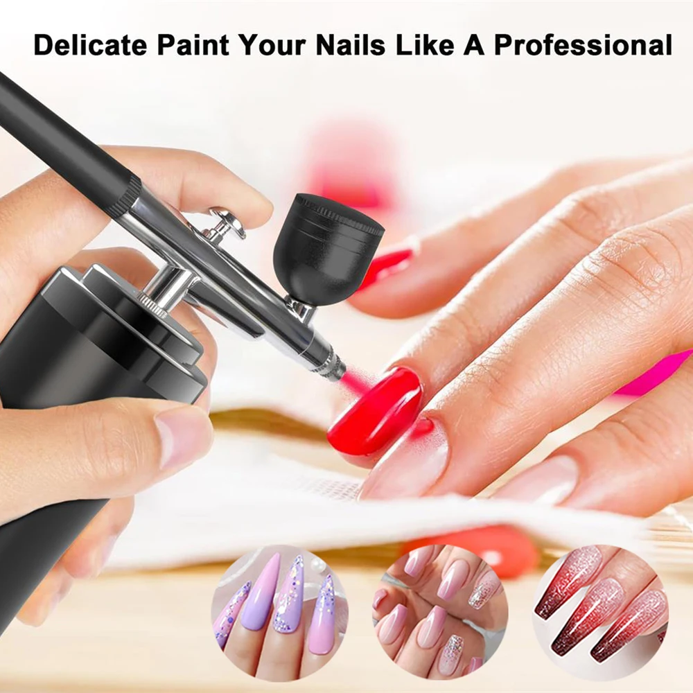 Airbrush Nail With Compressor Portable Airbrush Nail Art Compressor For Nails Cake Painting Crafts Air Brush Kit Nails Spray 6