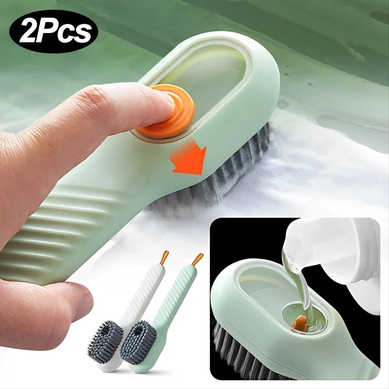 2PCS Multifunctional Cleaning Brush, Liquid Adding Shoe Brush, Soft Bristle  Cleaning Brush with Soap Dispenser, 2pcs Shoe Brush Cleaner for Bathroom
