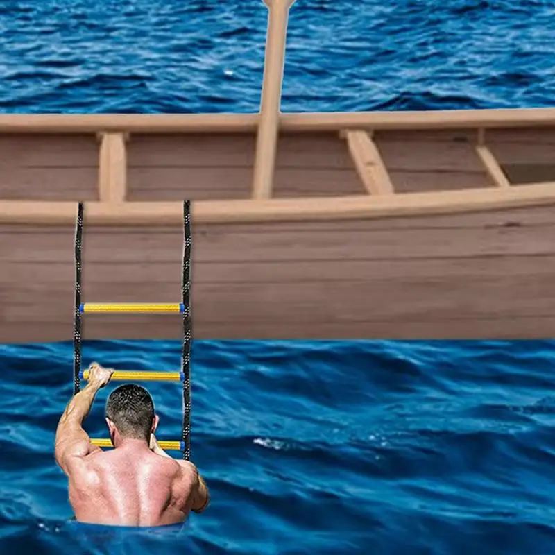 Scaletta Pieghevole In Resina E Nylon Per Barche E Kayak | 5 Gradini, Antiscivolo, Resistente All'acqua Salata, 140 Cm, Per Pesca E Attività Acquatiche
