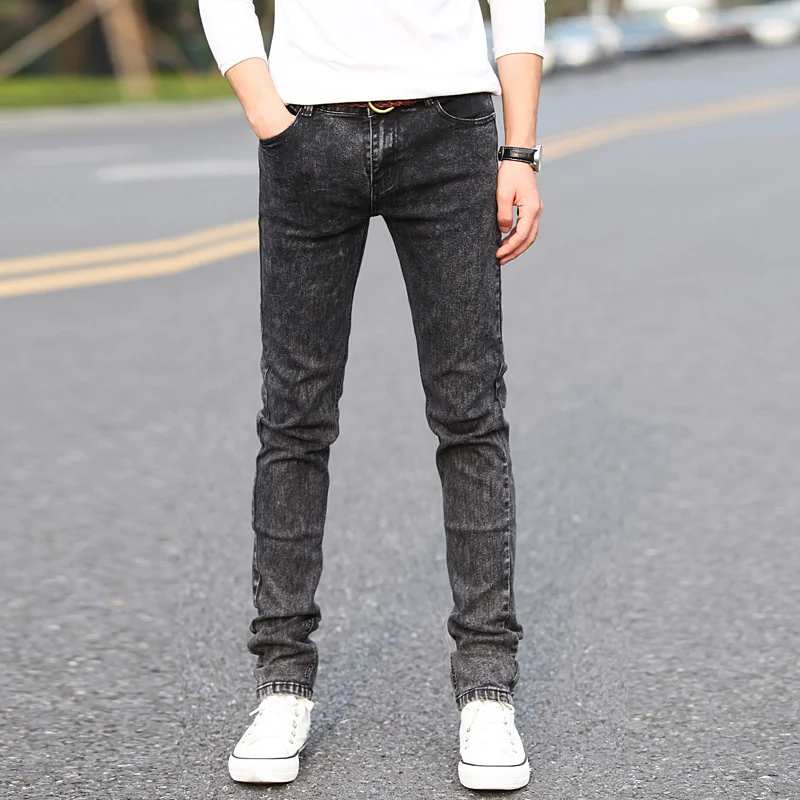 Men\'s Slim Little Feet Elastic Baggy Jeans Korean Fashion Streetwear Cargo Denim Pants Men Clothing
