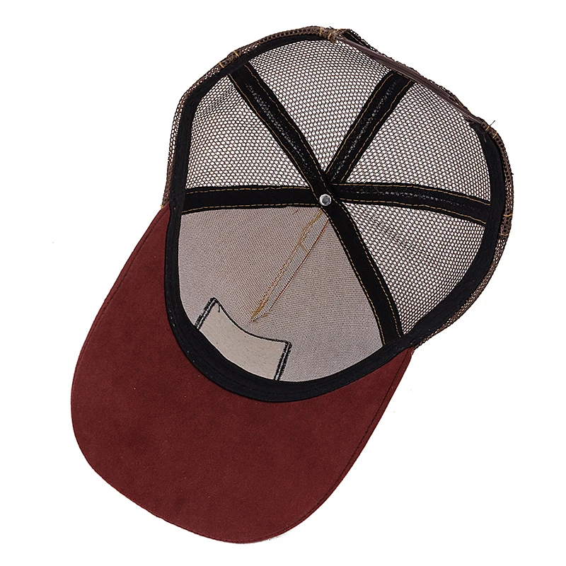 Hot Sale Unisex Mesh Cap Lion Pattern Patch Design Suede Hat Women And Men Summer Animal Baseball Cap Fashion Trucker Hat