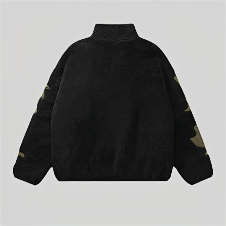 Skeleton Jacket Men Winter Fuzzy Lamb Fleece Jacket Coat Men Streetwear Hip Hop Oversized Harajuku Foam Print Patchwork Jackets 2