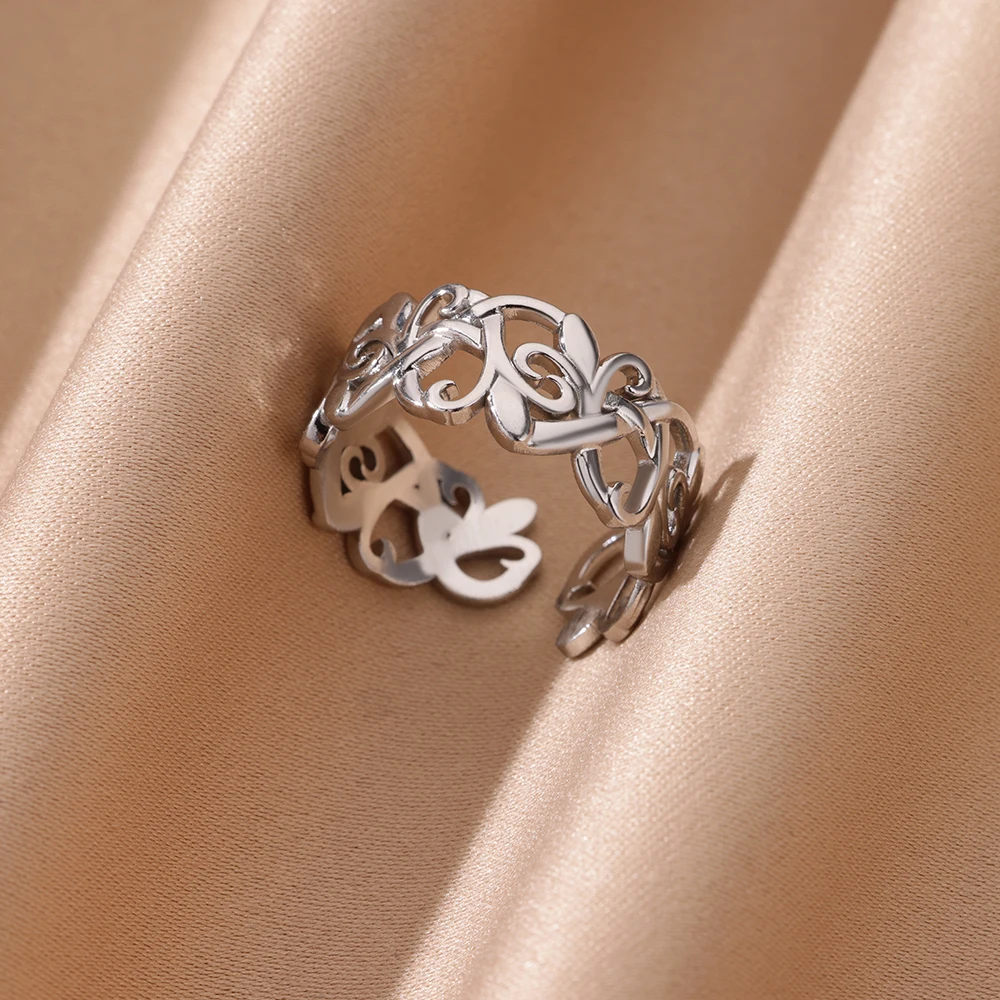 Stainless Steel Vine Open Rings Jewelry Gift Accessories