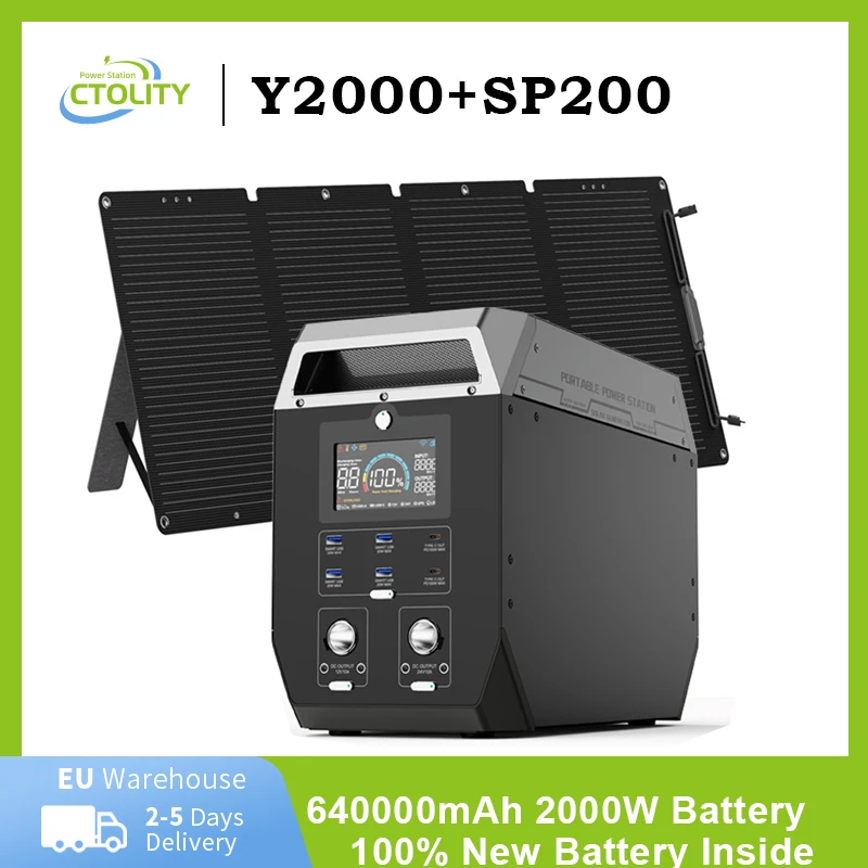 Portable Power Station 2000W/2048Wh 640000mAh 220V LifePo4 Batterie