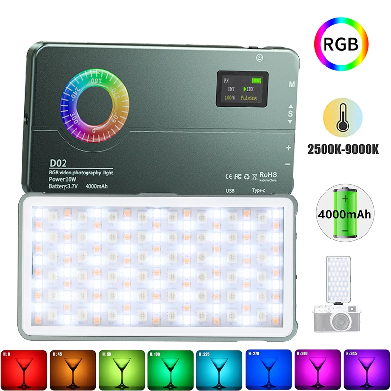 Full-Color-RGB-LED-Video-Light-2500K-9000K-10W-LED-Photography-Lighting ...