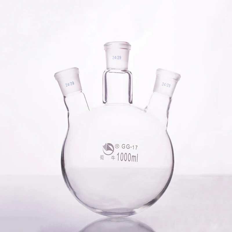 

SHUNIU Three-necked flask oblique shape,with three necks standard grinding mouth 1000mL,Middle joint 24/29,lateral joint 24/29