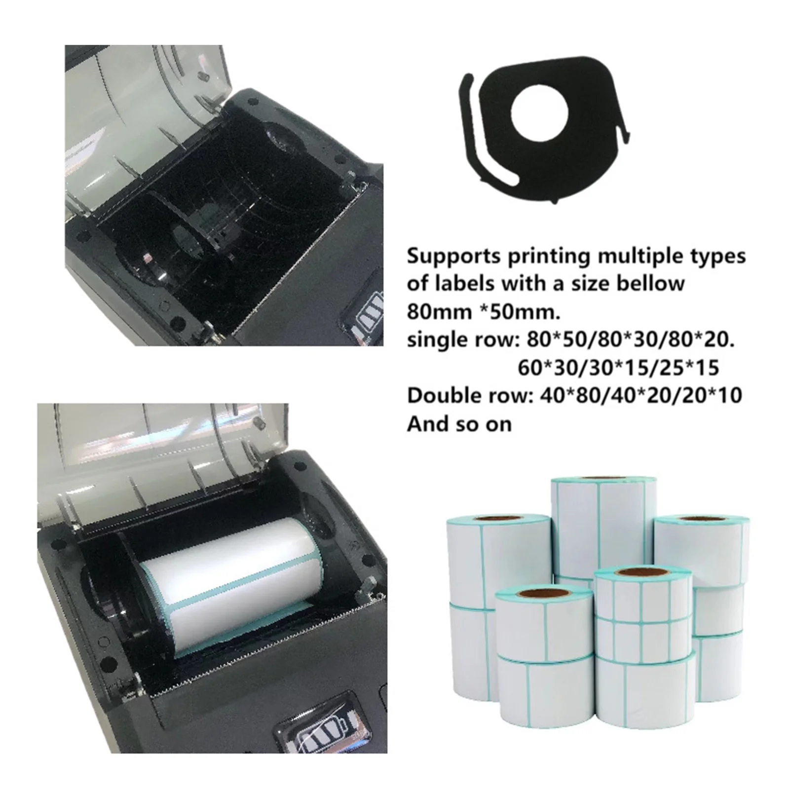 80mm 감열 프린터 BT4.2 연결 5080mm/s 203DPI ESC POS 호환 타입 C 배송 라벨 프린터 데스크탑 라벨 프린터