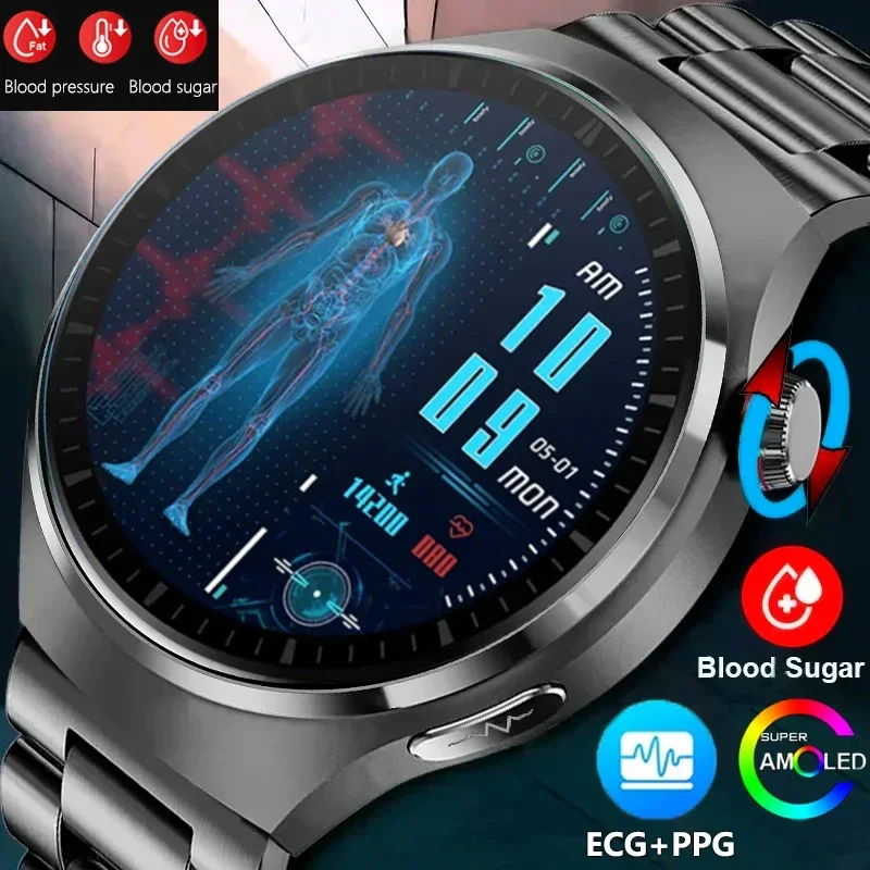 

2023 New ECG+PPG Smart Watch Men for Huawei Xiaomi AMOLED 466*466 HD Screen Heart Rate Bluetooth Call IP68 Waterproof SmartWatch