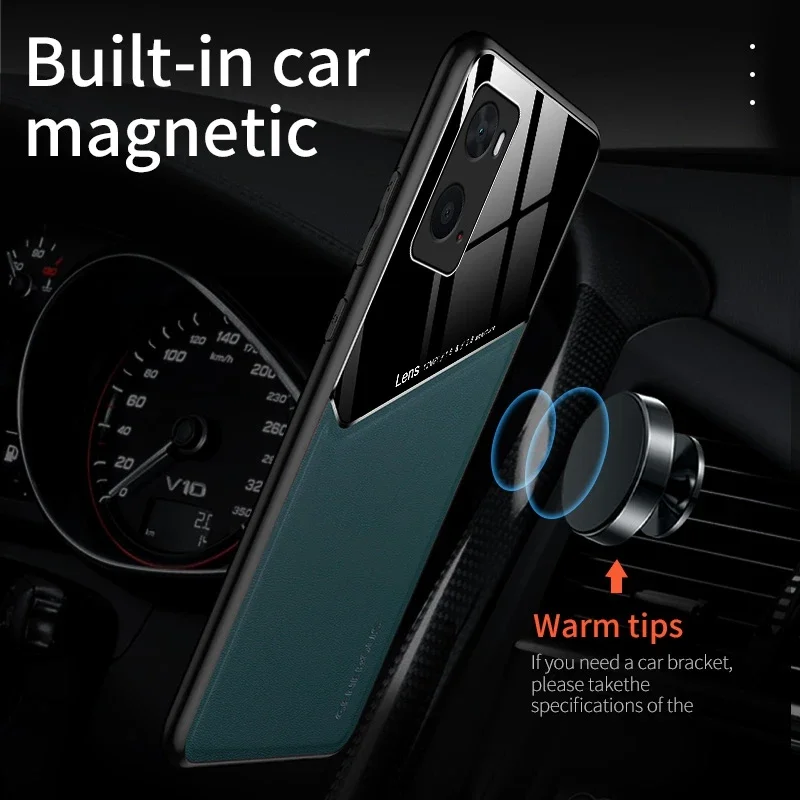 Deluxe PU Leather Phone Case with Car Holder and Silicone Grip
