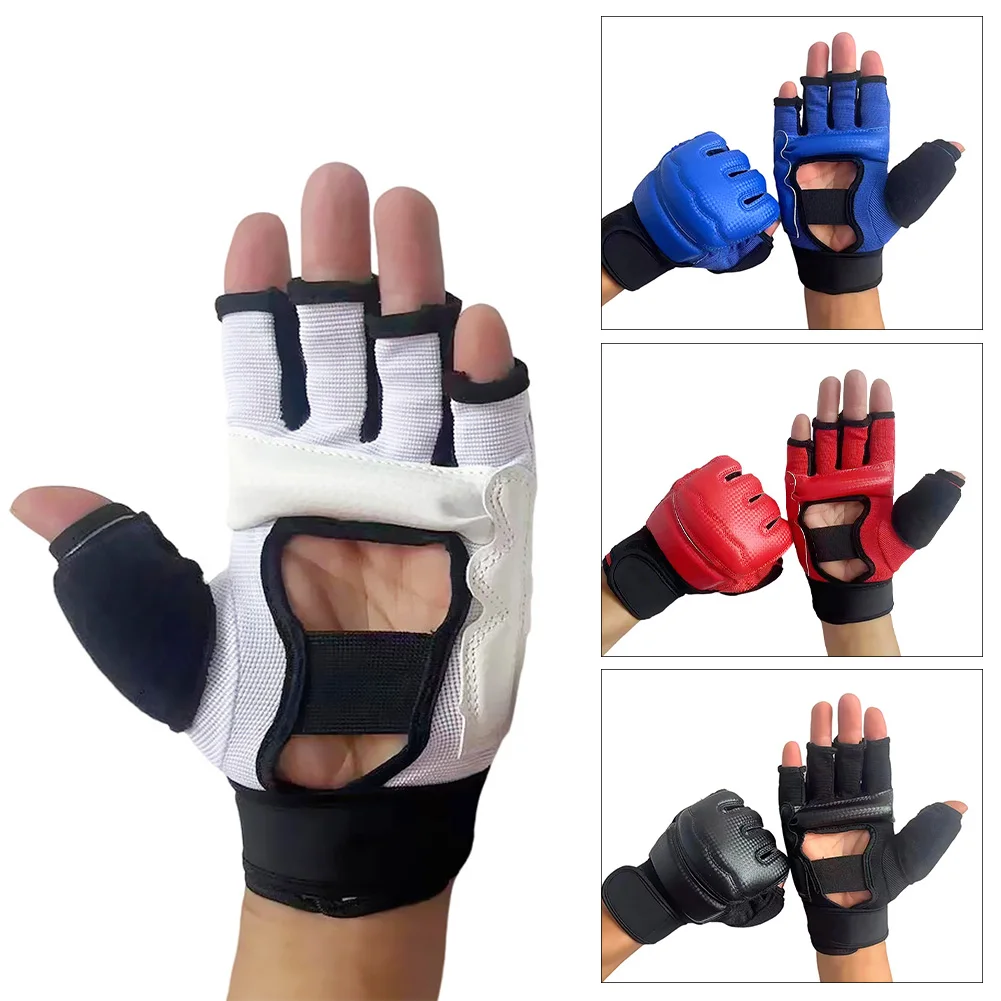 Half Finger Boxing Gloves PU Leather MMA Fighting Kick Boxing Gloves Karate Muay Thai Training
