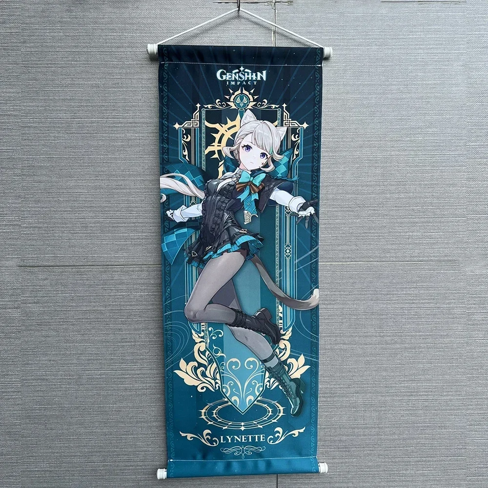 Genshin Impact Tarot Cosplay Anime Scroll Canvas Neuvillette Furina Wanderer Raiden Shogun Xiao Kazuha Poster Kawaii Art Gifts wall hanging poster
