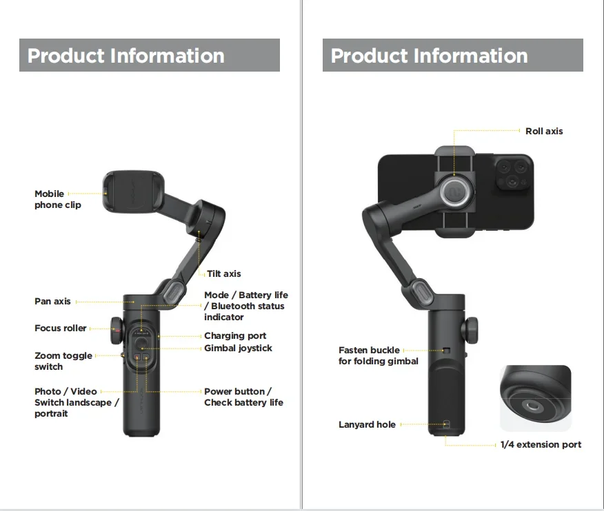 Description Picture 4 of itemAOCHUAN Smart XE 3-Axis Handheld Gimbal Stabilizer RGB Fill Light Face Tracking Phone Live Broadcast Tiktok Vlog Selfie Stick