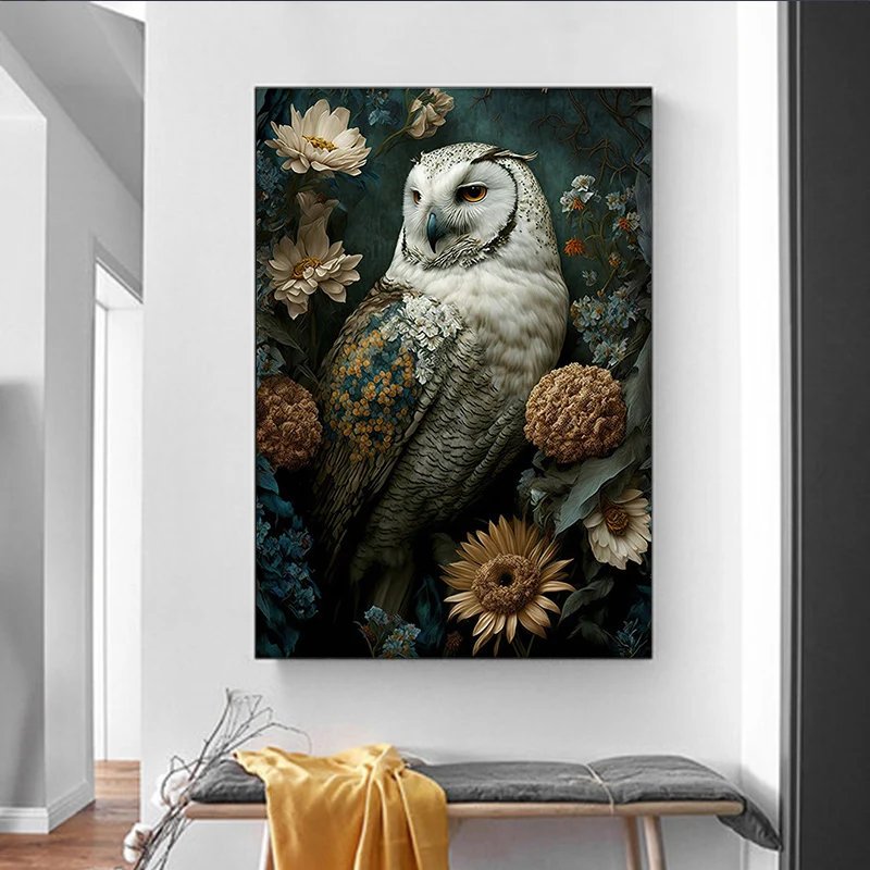 Retro Flower Bird poster e stampe Kingfisher Owl Paradise Canvas