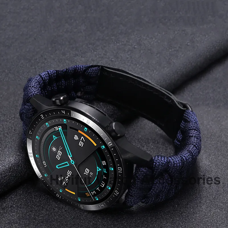 Colorful Braided Velcro Style Universal Watchband, 20-22mm