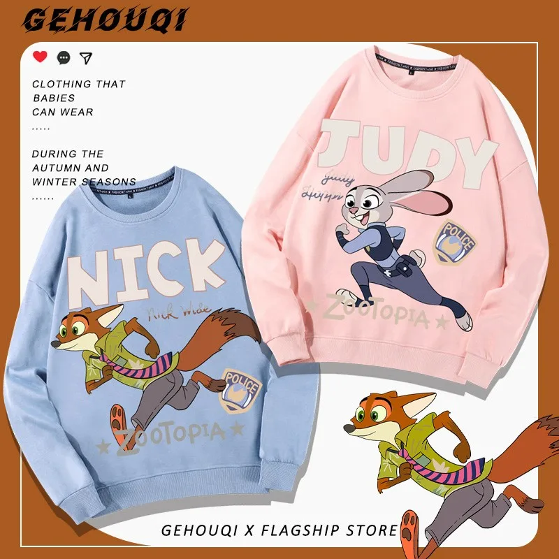 

Disney Zootopia Co-branded Crewneck Hoodie Men Judy And Nick Are Not The Same As The Couple's Clothing Trend