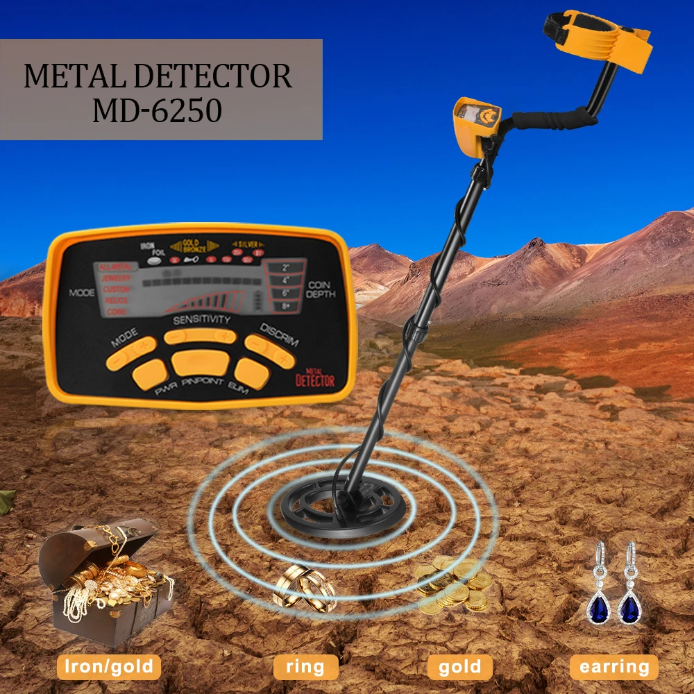 MD6250 Gold Metal Detector Digger Treasure Hunter Coin Depth Indicator