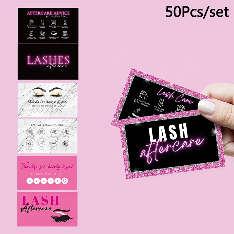 Eyelash Business Card Lash Extension Aftercare Project Small Lash Business Card Loyalty Customer 50Pcs business cards