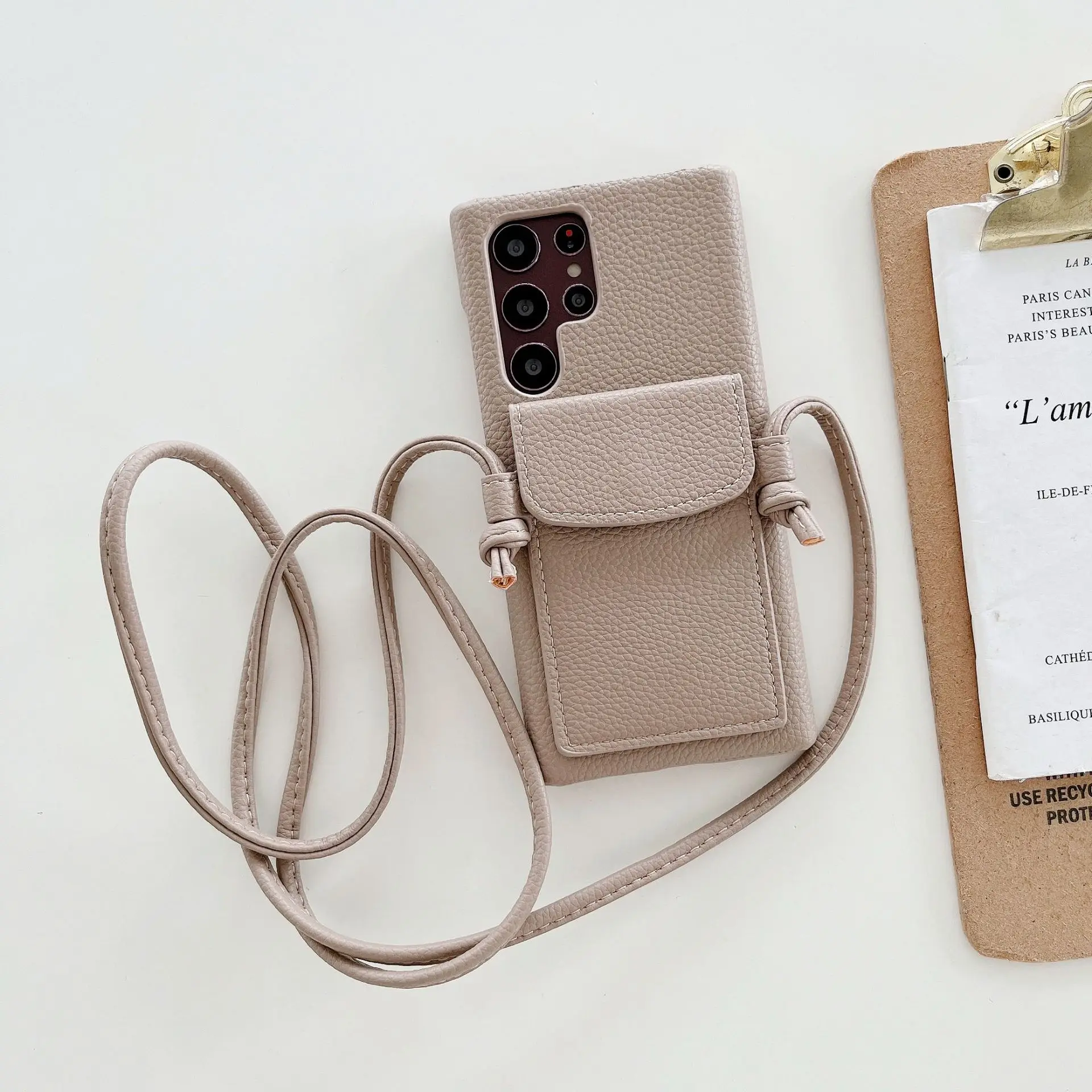 

Simple Retro Pebble Pattern Card Case Diagonal Leather Phone Case For Samsung S20 S21 Fe S22 Plus S8 S9 S10 Plus Note20 Ultra