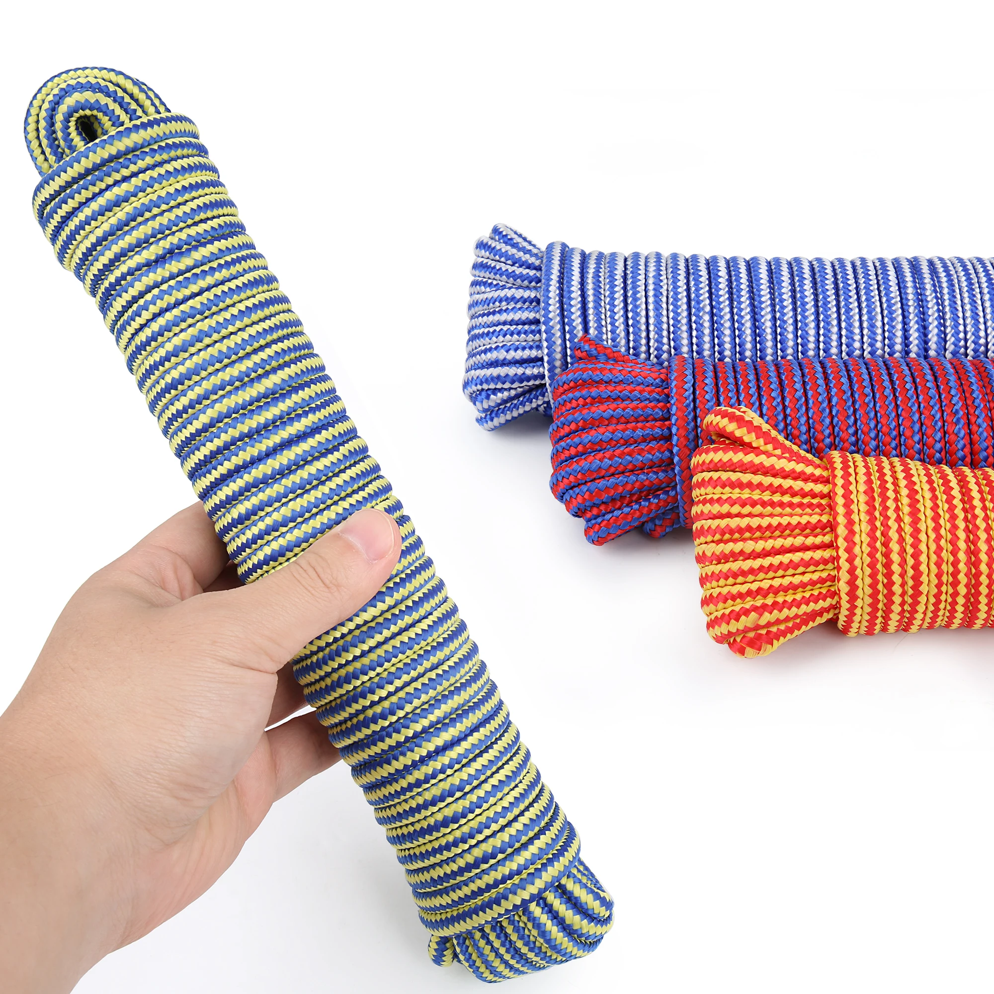 6mmx15m PP Diamond Braided Rope Polypropylene Rope for Outdoor Camping Clothesline