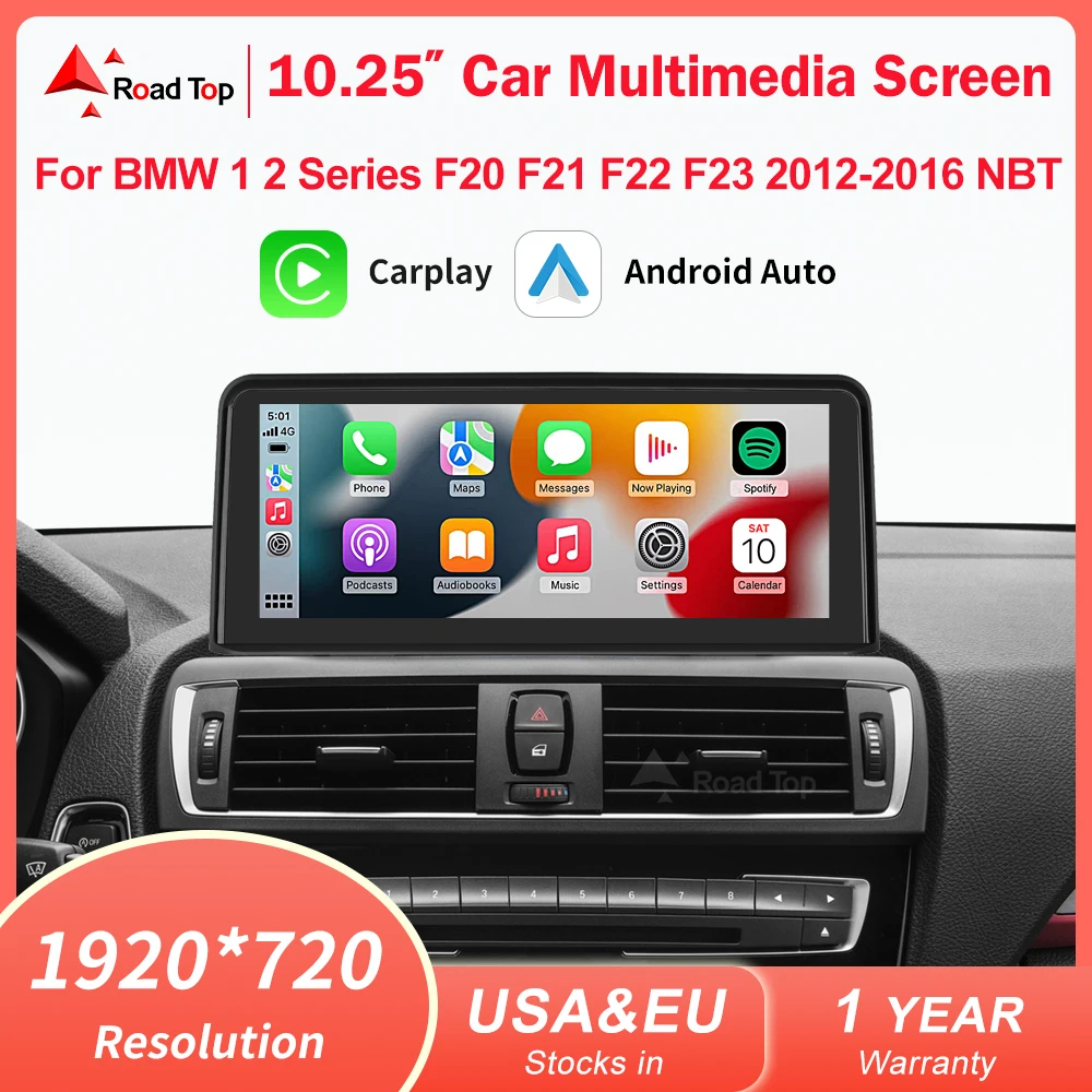 

1920*720 Wireless Apple Carplay Android Auto Multimedia Display Screen For BMW 1 2 Series F20 F21 F22 F23 F45 F46 2012-2016 NBT