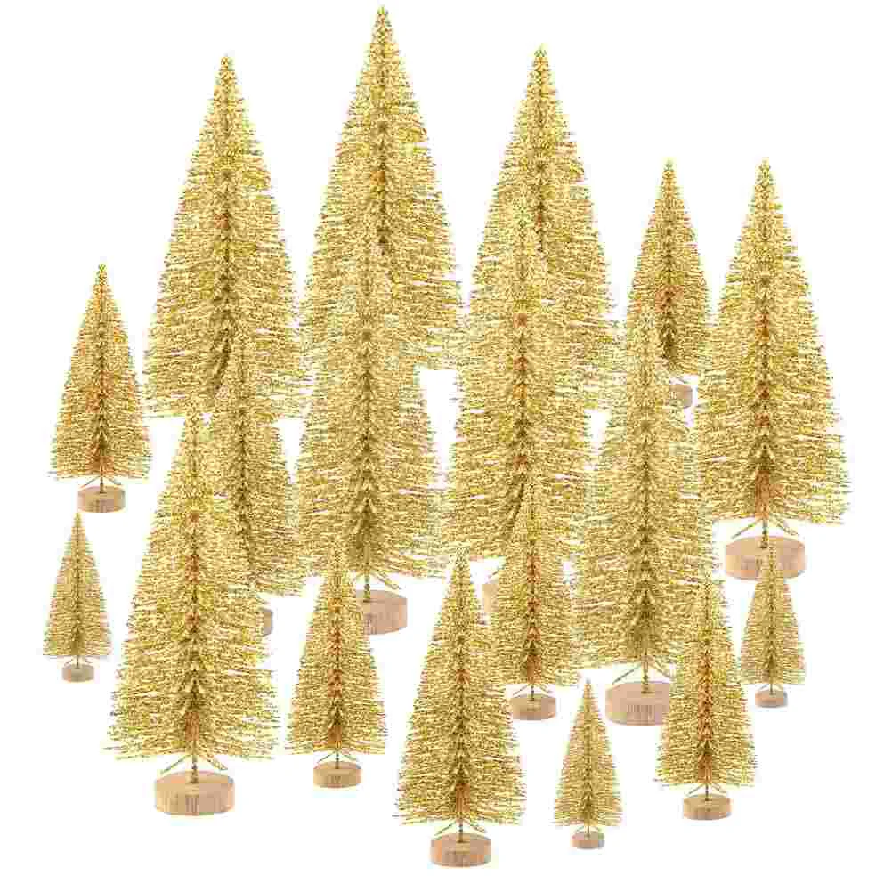 

48 Pcs Christmas Tree Ornaments Creative Small Pine Wooden Decoration Sisal Silk
