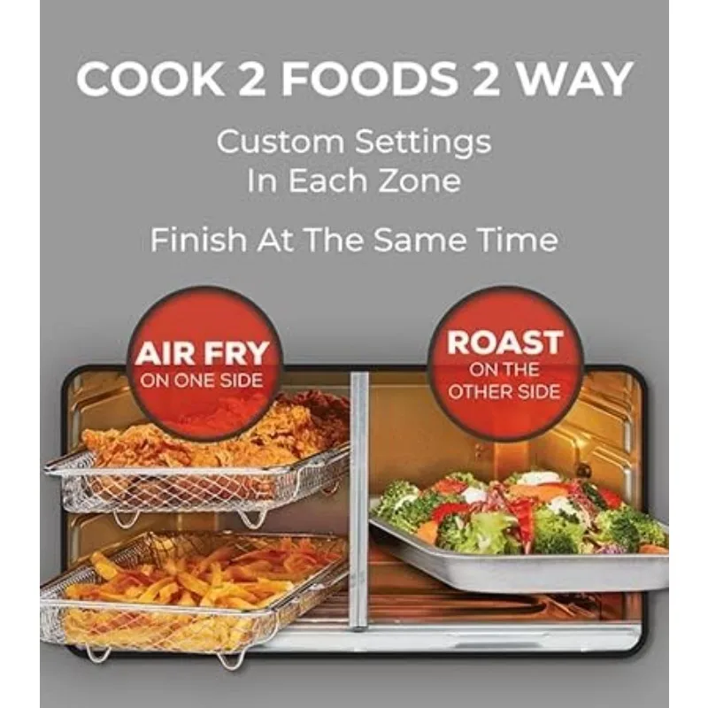 Dual Zone 360 Air Fryer Oven Combo with French Door, 25 QT Extra Large Cook Two Foods in Different Ways, Up to 60% Faster 4