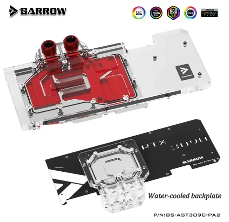 Barrow Gpu Blocco Acqua Per Asus Tuf Rtx 3090 3080 Gioco, Copertura Completa Gpu Raffreddatore D'Acqua, Piastra Posteriore Raffreddata Ad Acqua, Bs-As