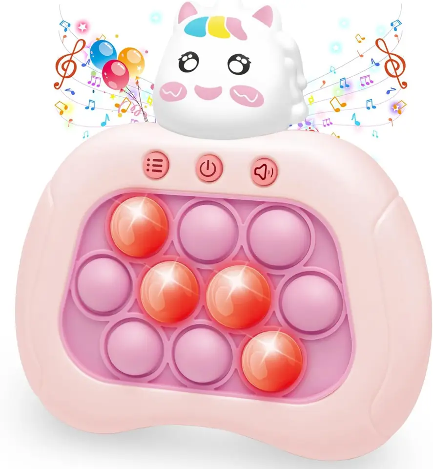 Quick Push Pop Fidget Toys, Light Up Fidget Toy Electric Pop Bubble Game Controller Handheld Toys Birthday for Kids Girls