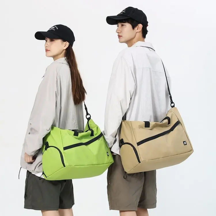 Streetwear Style Solid Color Nylon Men Shoulder Bag Large Capacity Nylon Travel Crossbody Bag Casual Commuter School Men Handbag