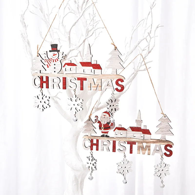 

Wooden Christmas Door Hanging Oranments Wall Xmas Dec Merry Christmas Decor For Home Happy New Year Naviidad Door Pendants