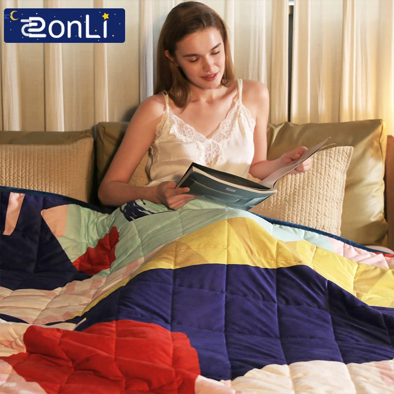 Zonli Weighted Blanket Adult Minky Fleece Luxury Warm Cozy Velvet with