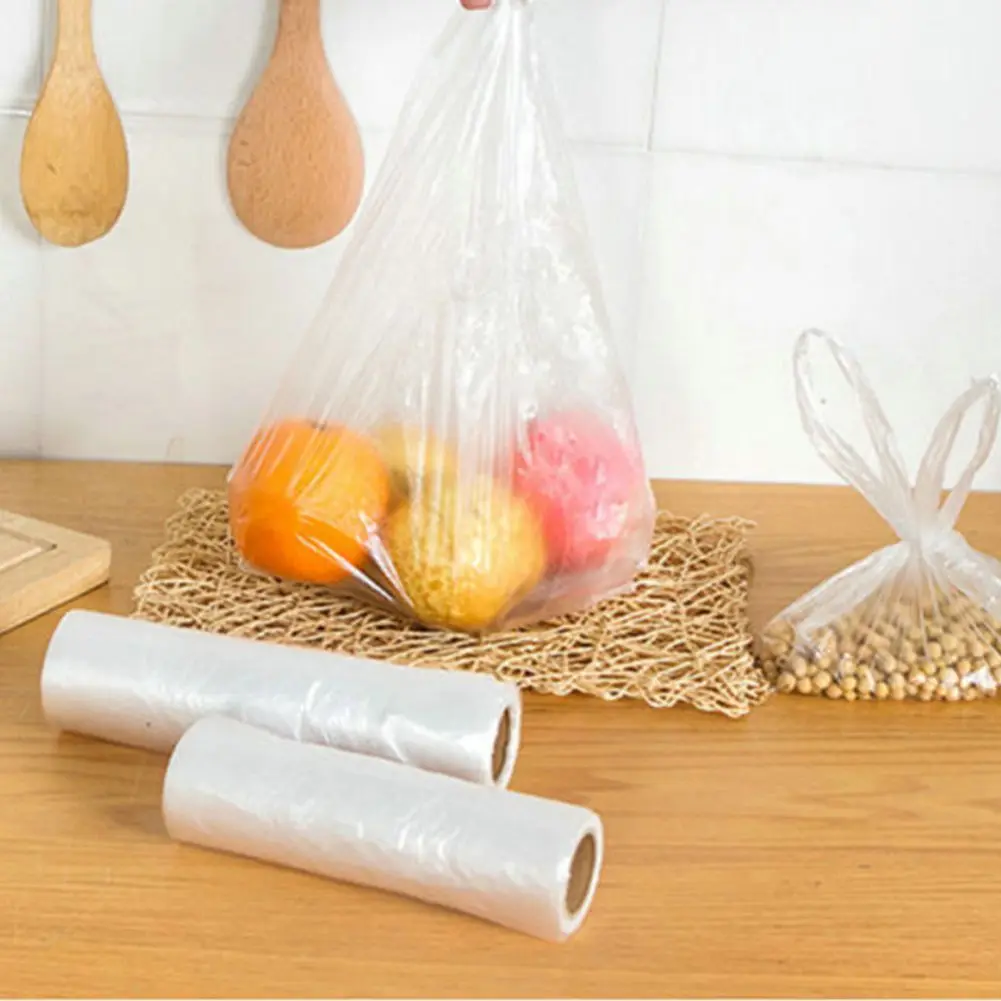 Plastic Food Storage Bags Portable Handle Vegetable Fruits Bread Kitchen Organizer Three Sizes Optional 100Bags/Roll plastic food storage bags,food storage bags