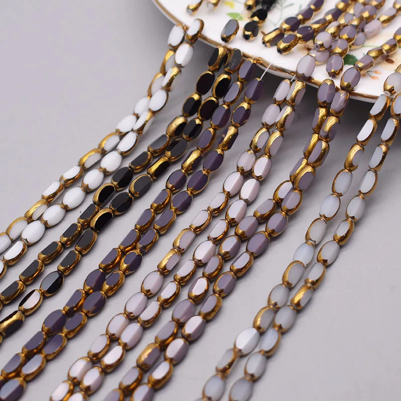 4x7mm 50pcs/lot Briolette Oval Glass Beads Plating Gold Color Crystal Glass Loose Spacer Beads For Beads for Jewelry Making DIY 3