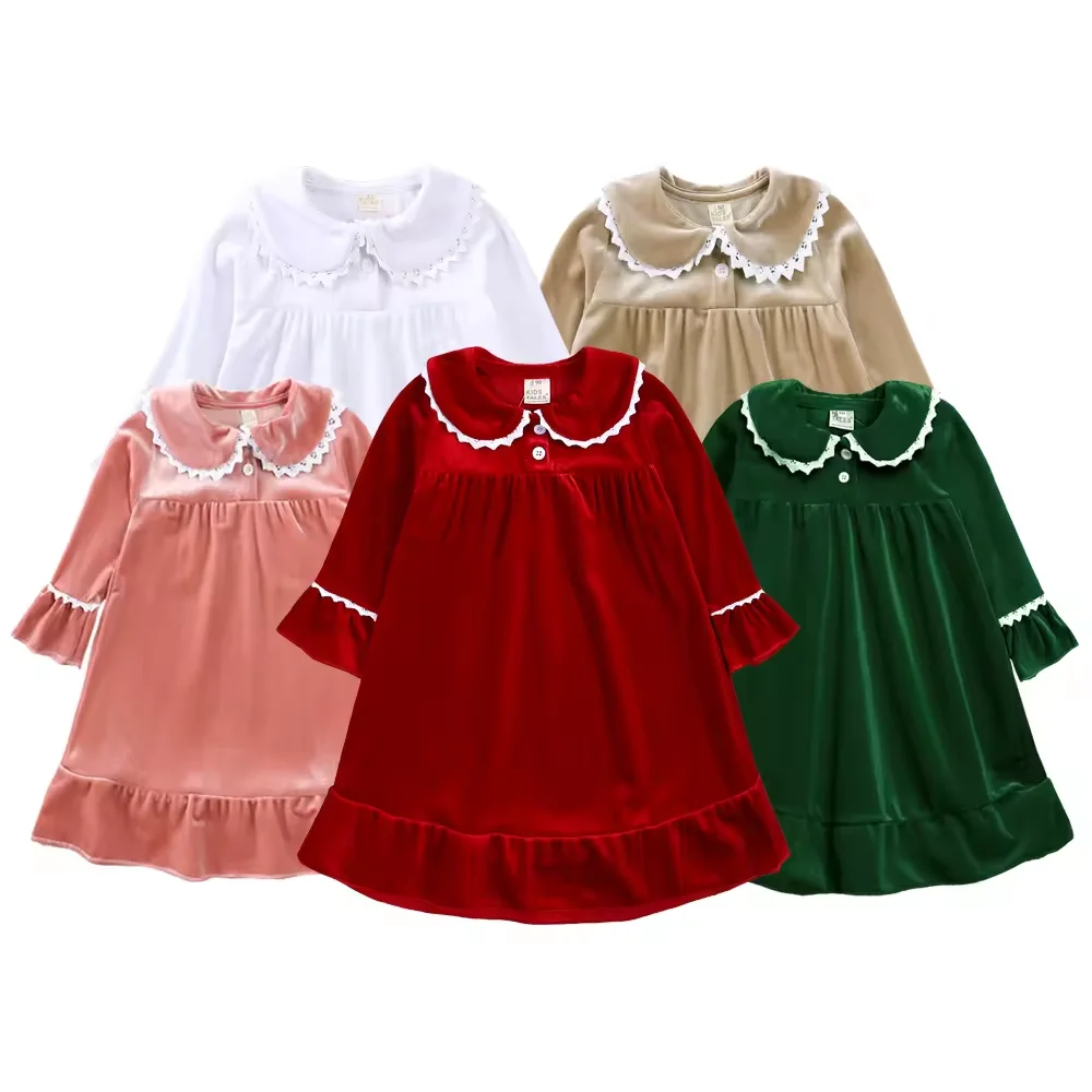2025, Weihnachtskostüm für Kinder, Mädchen, Kleid, karierte Streifen, bedruckt, Samt, Loungewear, Kinder, Familienspiel, Weihnachtspyjama, individuelles Geschenk