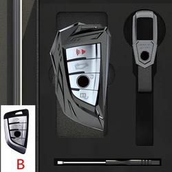 Premium Zinc Alloy Car Key Case Cover - Sleek and Durable Protection (B Grey)