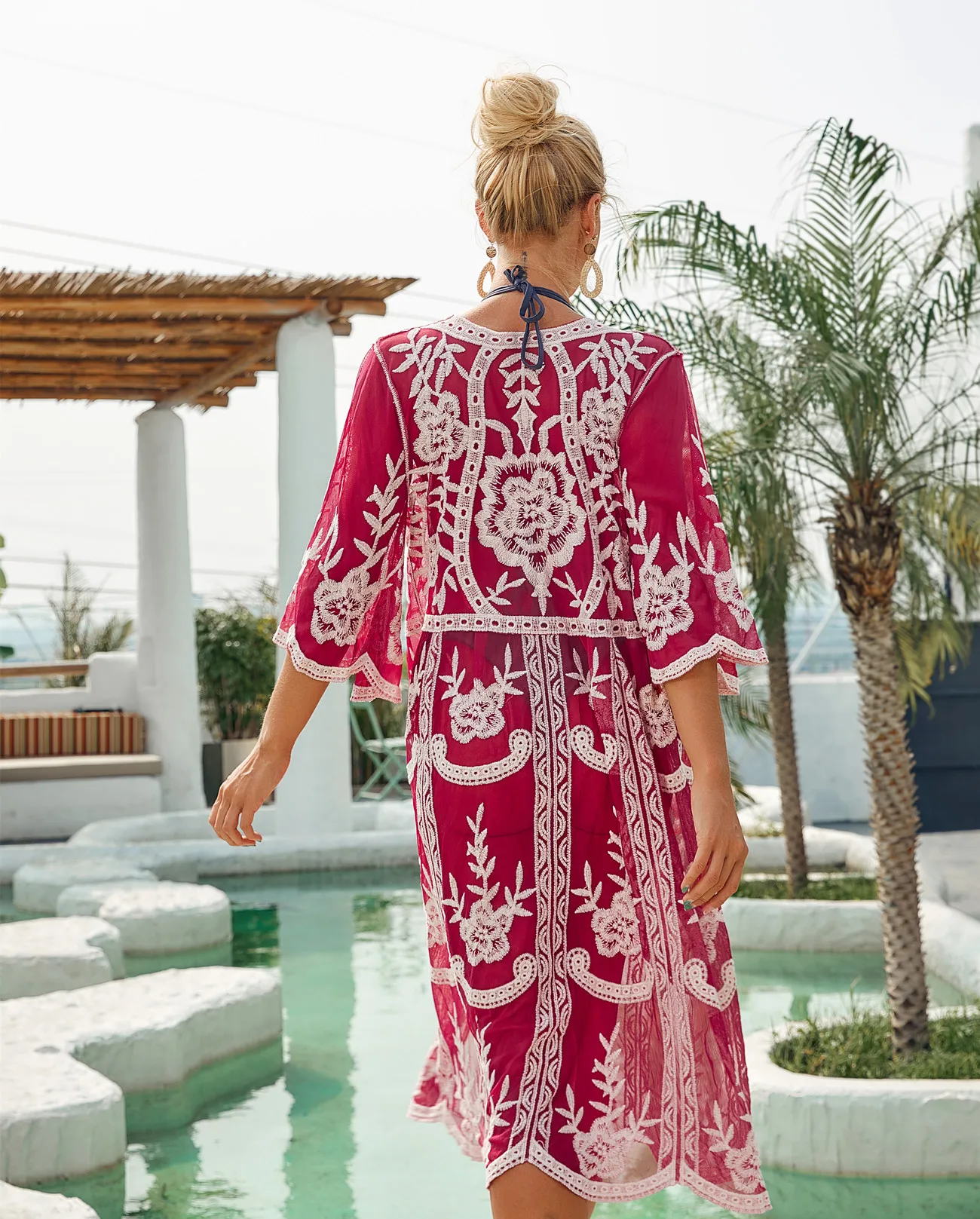 Embroidered Dress Swimsuit Lace Cardigan Beach Blouse