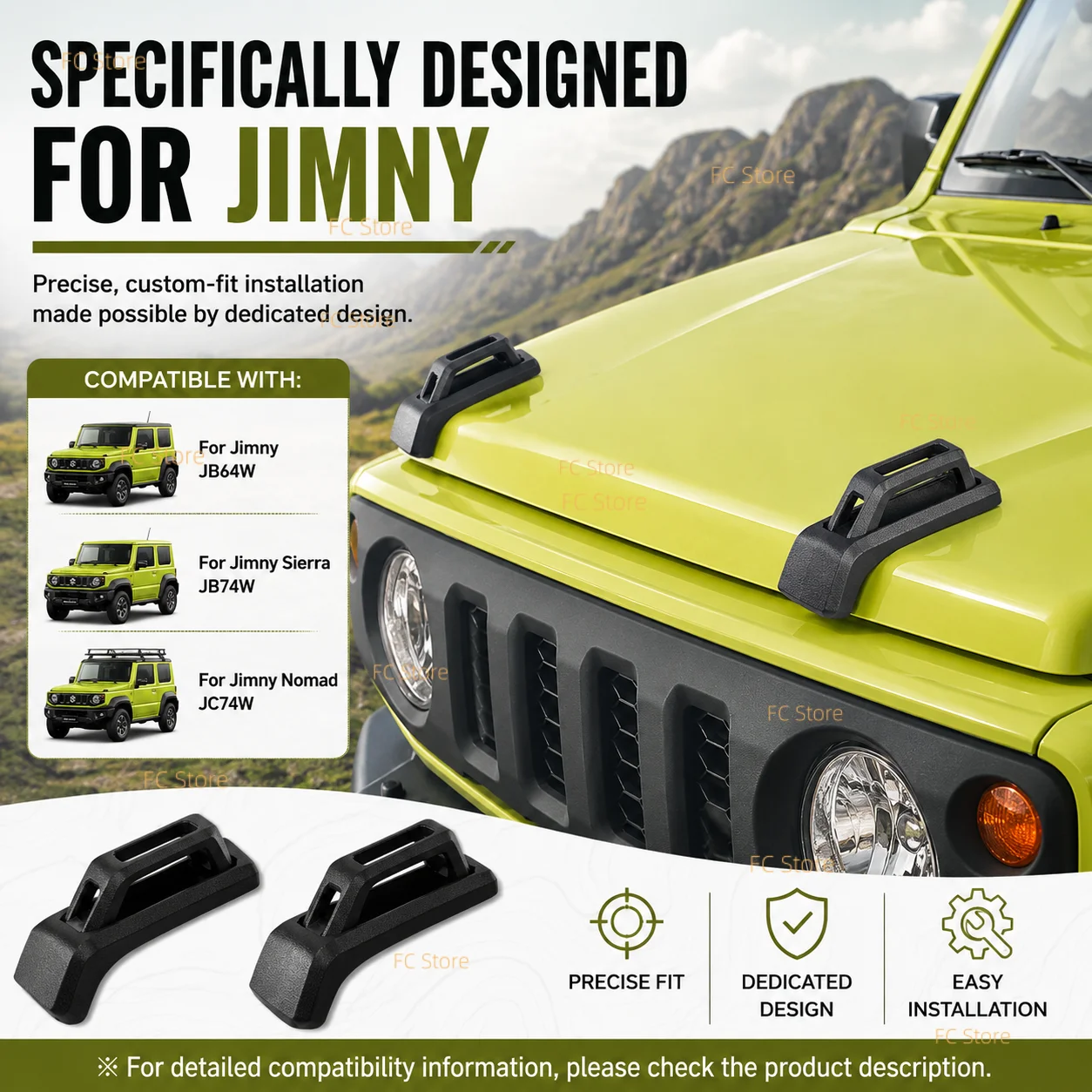 Für Jimny JB64 JB74 2018-2024 Motorhauben-Türscharnier-Dekorationsabdeckung Aufkleber Auto-Styling Außenzubehör