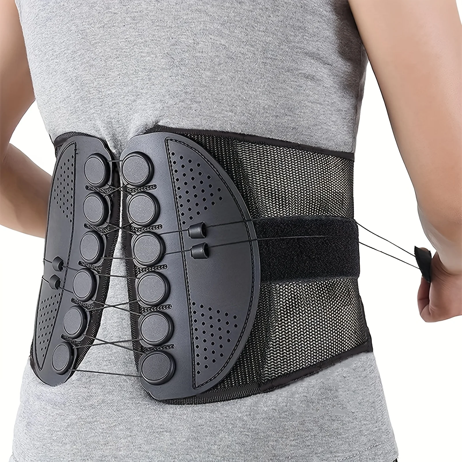 1pc Adjustable Sports Waist Support Belt with Breathable Mesh & Double Drawstring for Outdoor Hiking, Camping, Fitness
