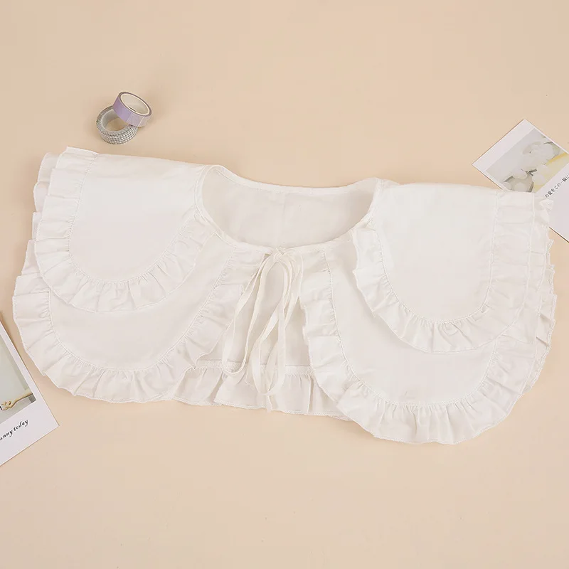 

Korean Style Shirt Detachable Doll Fake Collar for Women Double Layers Shoulder Wrap False Collar Woman Fake Collar Shawl
