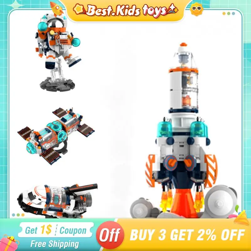 

Space Astronaut MOC Bricks Shuttle Spaceship Rocket Model Exploring Action Figures Spaceman Building Blocks Collection Kids Gift