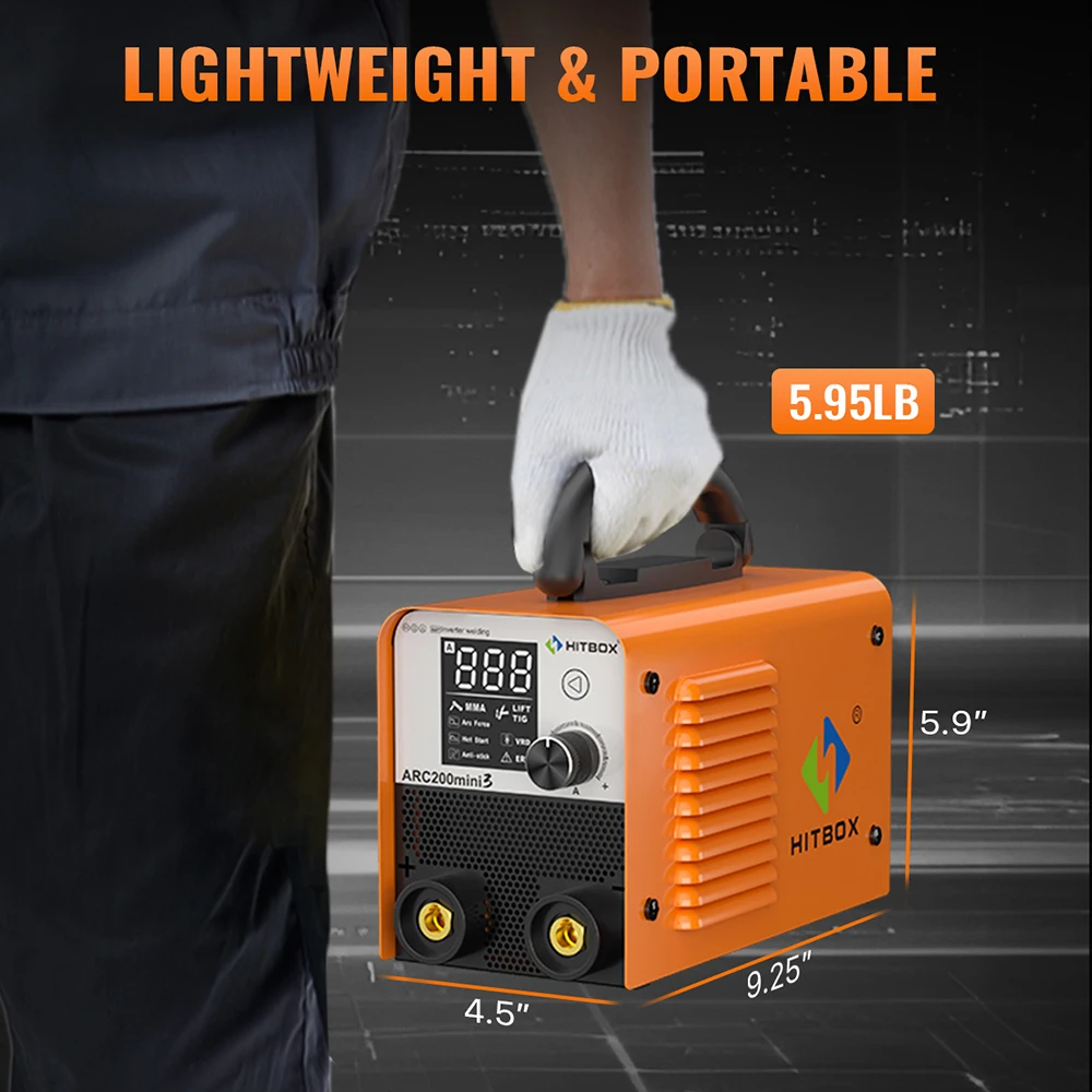 HITBOX ARC200 Welding Machine 2 in 1 MMA LIFT TIG MINI Portable Home Stick Welder Hot Start IGBT Inverter LED Digital Display