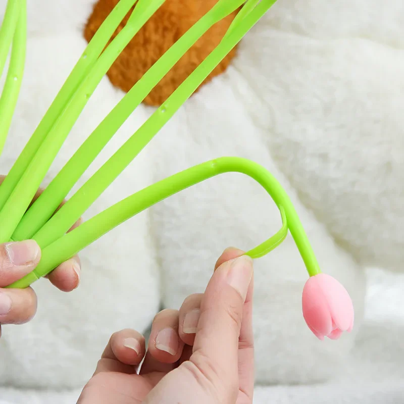 24Pcs Wholesale Valentine's Day new tulip gel pens novelty simulation flower stationery student writing tools school supplies 3