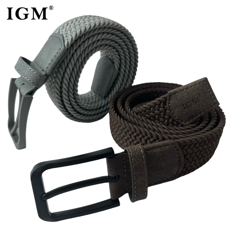 Braided Golf Belt for Men Stretchy Woven Canvas Women Belt No Hole Pin Buckle Elastic and Comfort for Casual Pants and Jeans